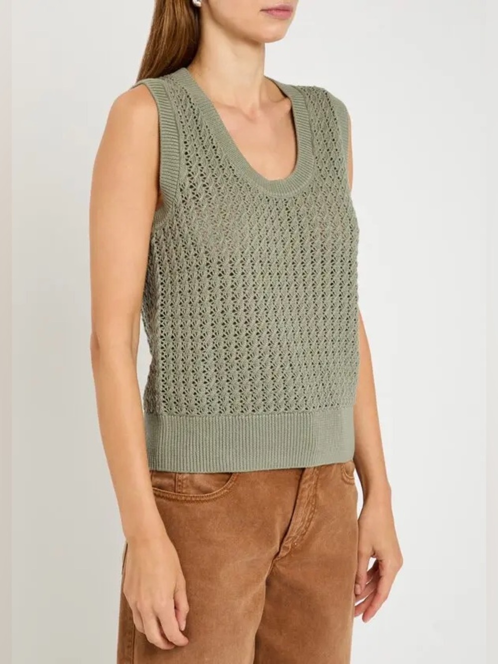 Varley Ferns Open Knit Tank in Shadow (Green), Size Large